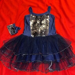 Blue Dance Unitard w/Sequins